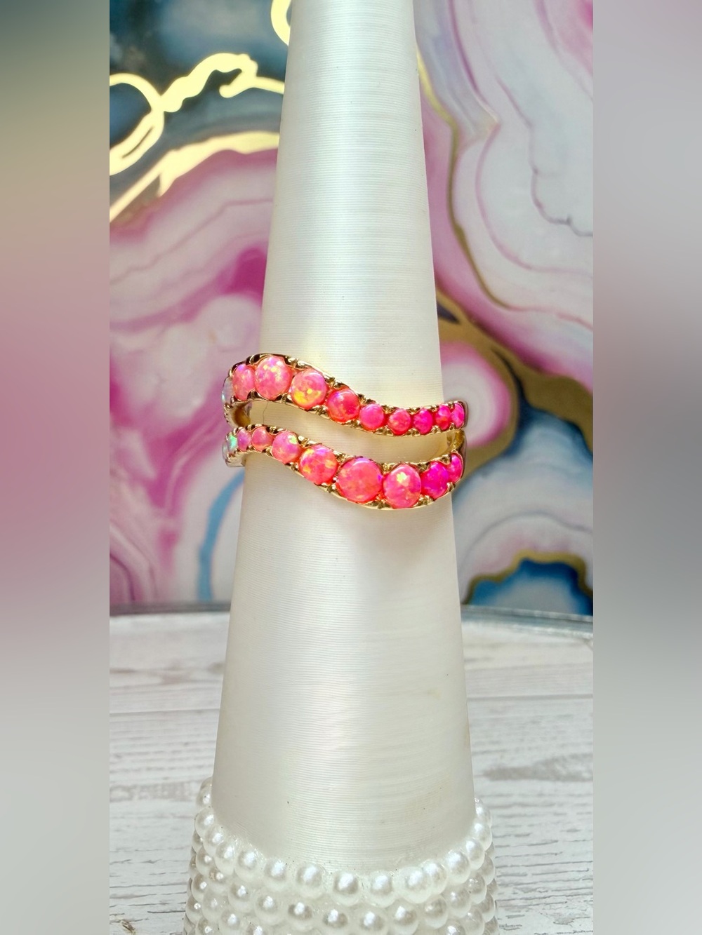 Bomb Party October 2026 Ring- Waves of Glam on Gold, Size 8 RG78345